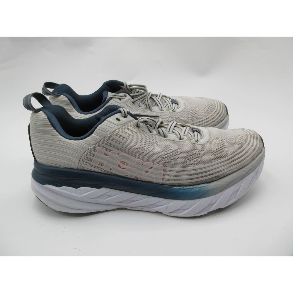 Hoka One One Running Shoes Womens Size 8.5 Gray Blue Bondi 6 Cushioned